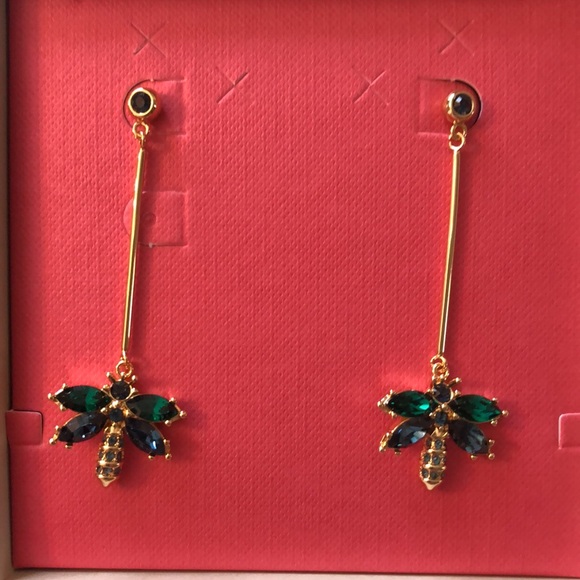 Ted Baker London Corolen Gold Tone Crystal Dragonfly Drop Earrings NIB - Picture 3 of 16